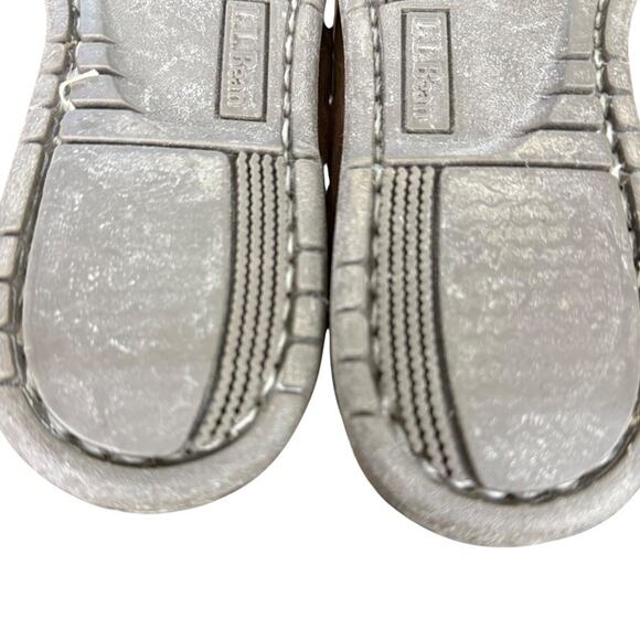 LL Bean Mens Brown Leather Slip On Boat Shoes Loafers Preppy Casual sz 8 EE Wide - Picture 14 of 16